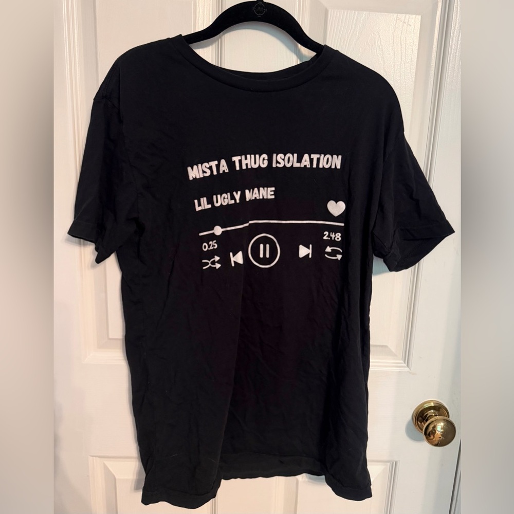 Mista Thug Isolation Lil Ugly Mane Black Graphic Tee, Men’s Med